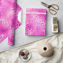 Stilvolle Magenta Pink Shimmer Glitzer Leopard Spo Geschenkpapier