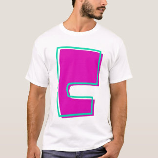 Stilvolle Magenta und Aquamariner Buchstabe C T-Shirt