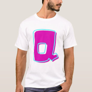 Stilvolle Magenta und Aquamariner Buchstabe Q T-Shirt