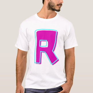 Stilvolle Magenta und Aquamariner Buchstabe R T-Shirt
