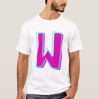 Stilvolle Magenta und Aquamariner Buchstabe W T-Shirt