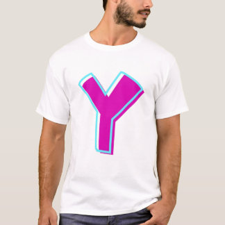 Stilvolle Magenta und Aquamariner Buchstabe Y T-Shirt