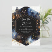 Stilvolle magische Celestial Wedding Save The Date (Stehend Vorderseite)