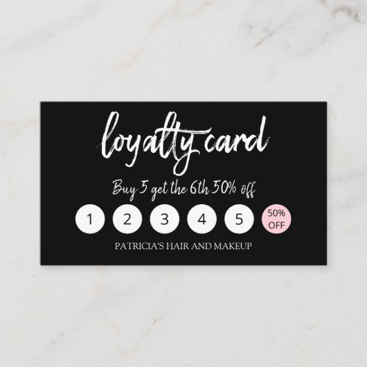 Stilvolle Makeup Artist Hair Salon 5 Loyalty Card Visitenkarte (Vorderseite)
