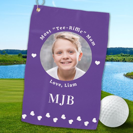 Stilvolle MAMA Personalisiertes Foto Chic Golfer L Golfhandtuch
