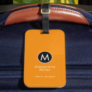 Stilvolle Mandarine Orange Monogram Name Gepäckanhänger