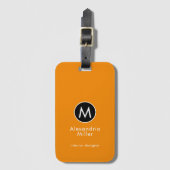 Stilvolle Mandarine Orange Monogram Name Gepäckanhänger (Vorderseite Vertikal)