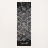 Stilvolle Marble Black and White Floral Mandala Yogamatte (Vorderseite)