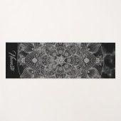 Stilvolle Marble Black and White Floral Mandala Yogamatte (Vorderseite (Horizontal))