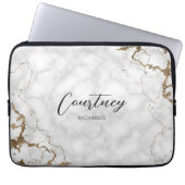 Stilvolle Marble Gold Glitzer Monogram Name oder L Laptopschutzhülle (Vorderseite)