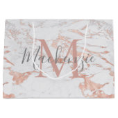 Stilvolle Marmor- und Rose-Gold-Foil-Monogramm Große Geschenktüte (Vorderseite)