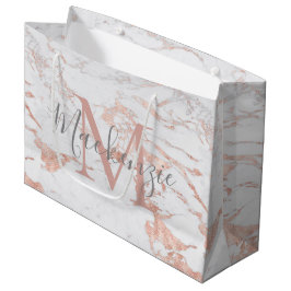 Stilvolle Marmor- und Rose-Gold-Foil-Monogramm Große Geschenktüte