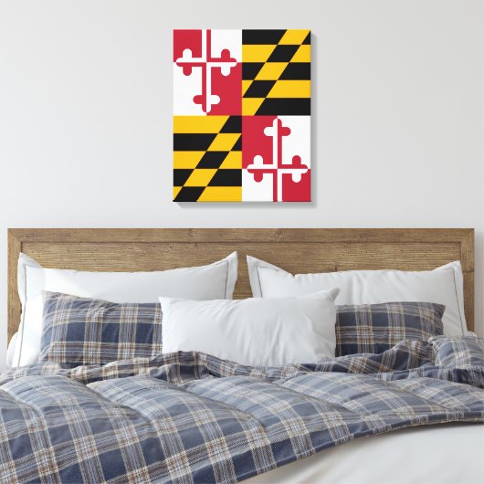 Stilvolle Maryland State Flag Dekoration Leinwanddruck (Insitu (Schlafzimmer))