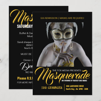 Stilvolle Masquerade-Party Einladung