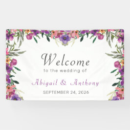 Stilvolle Mauve Floral Watercolor Begrüßung  Banner