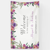 Stilvolle Mauve Floral Watercolor Begrüßung  Banner (Vertikal)