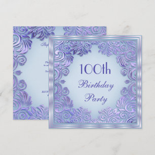 Stilvolle Mauve Foil Leaf Wirbel 100. Geburtstag Einladung