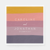Stilvolle Mauve und Mustard Striped Custom Wedding Serviette (Vorderseite)