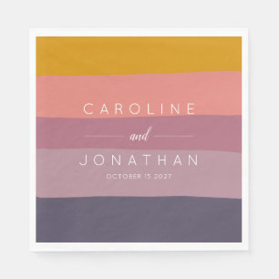 Stilvolle Mauve und Mustard Striped Custom Wedding Serviette