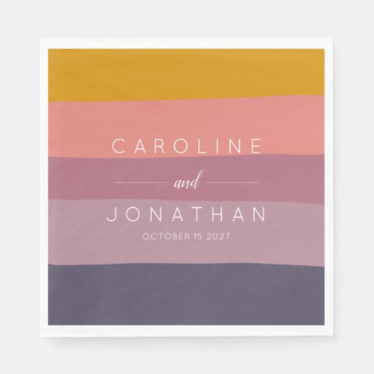 Stilvolle Mauve und Mustard Striped Custom Wedding Serviette (Vorderseite)