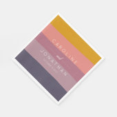 Stilvolle Mauve und Mustard Striped Custom Wedding Serviette (Ecke)