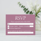 Stilvolle Mauve Wedding RSVP Card (Stehend Vorderseite)