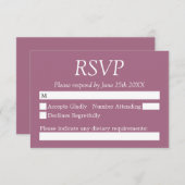 Stilvolle Mauve Wedding RSVP Card (Vorne/Hinten)