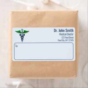 Stilvolle Medical Caduceus Green Wings Cross Blue