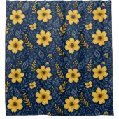 Stilvolle, mediterrane Blumenmuster Duschvorhang (Vorderseite)