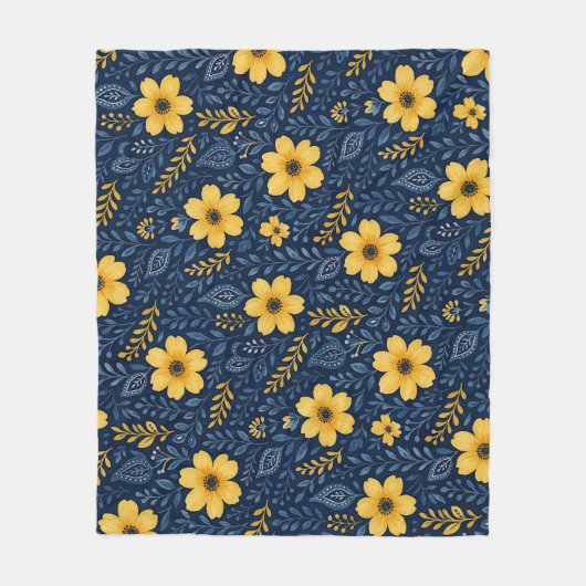 Stilvolle, mediterrane Blumenmuster Fleecedecke (Vorderseite)