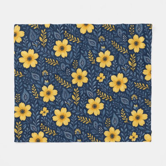 Stilvolle, mediterrane Blumenmuster Fleecedecke (Vorderseite (Horizontal))