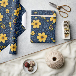 Stilvolle, mediterrane Blumenmuster Geschenkpapier