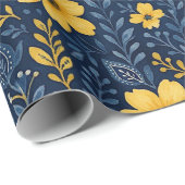 Stilvolle, mediterrane Blumenmuster Geschenkpapier (Rolleneckpunkt)