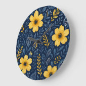 Stilvolle, mediterrane Blumenmuster Große Wanduhr (Winkel)