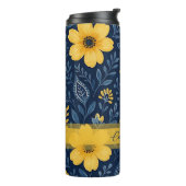 Stilvolle, mediterrane Blumenmuster Thermosbecher (Nach links gedreht)