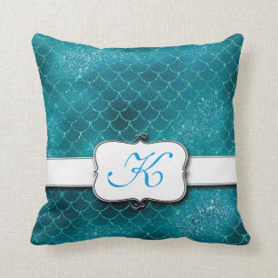 Stilvolle Meerjungfrau-Skala-mit Monogramm Kissen