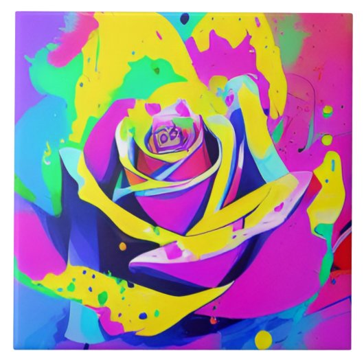 Stilvolle Mehrfarbige Blume Fliese (Vorderseite)