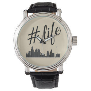 Stilvolle Men's Vintag Black Leather Strap Uhr