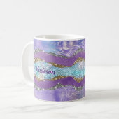 Stilvolle Mermaid glittery Lila türkisfarbenes Mon Kaffeetasse (Vorderseite Links)