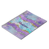 Stilvolle Mermaid glittery Lila türkisfarbenes Mon Notizblock (Linke Seite)