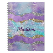 Stilvolle Mermaid glittery Lila türkisfarbenes Mon Notizblock (Vorderseite)