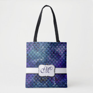 Stilvolle Mermaid Scale Mit Monogramm Tote Bag Tasche