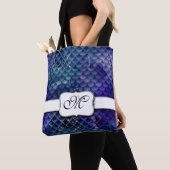 Stilvolle Mermaid Scale Mit Monogramm Tote Bag Tasche (Von Nahem)
