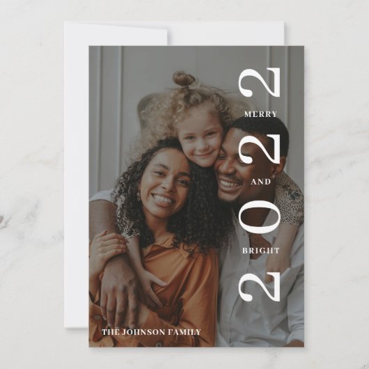 Stilvolle Merry and Bright Foto Grün Weihnachten (Vorderseite)