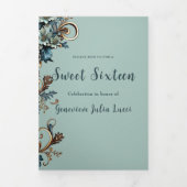 Stilvolle Metallic Floral Sweet 16 Party Einladung (Cover)