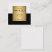 Stilvolle Metallic Gold Black Subtle Wavy Muster Quadratische Visitenkarte (Vorne/Hinten)