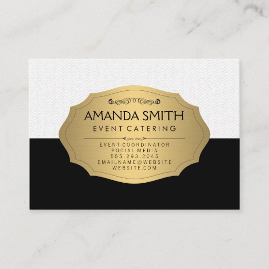 Stilvolle Metallic Gold Black Subtle Wavy Muster Visitenkarte (Vorderseite)