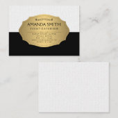 Stilvolle Metallic Gold Black Subtle Wavy Muster Visitenkarte (Vorne/Hinten)
