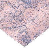 Stilvolle Metallic Navy Blue und Pink Floral Desig Kurzer Tischläufer (Ecke)