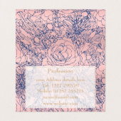 Stilvolle Metallic Navy Blue und Pink Floral Desig Visitenkarten (Innenseite Aufgefaltet)
